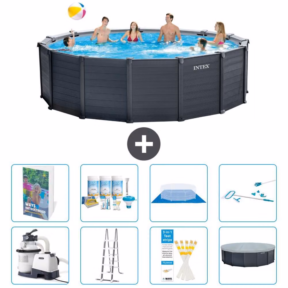 Pannello per piscina in grafite, modello Rund - 478x124 cm - composto da 7 elementi, serie S615