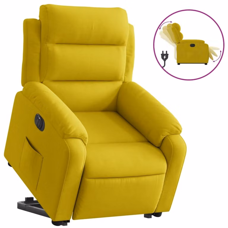SYFAX™ Poltrona Alzapersona Reclinabile Elettrica Gialla in Velluto