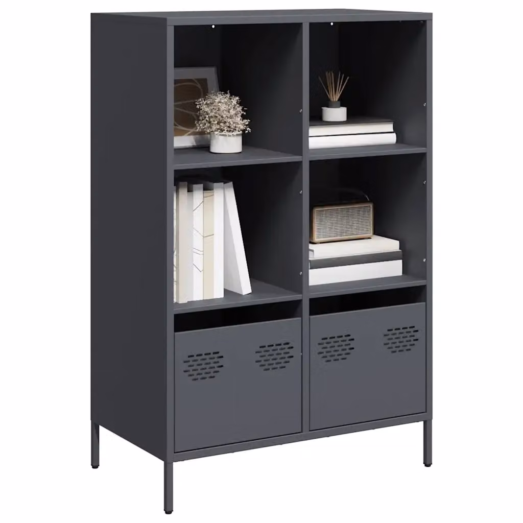 Credenza Buffet Antracite in Acciaio con Finitura Opaca L: 68 cm, P: 39 cm, H: 103,5 cm – 2