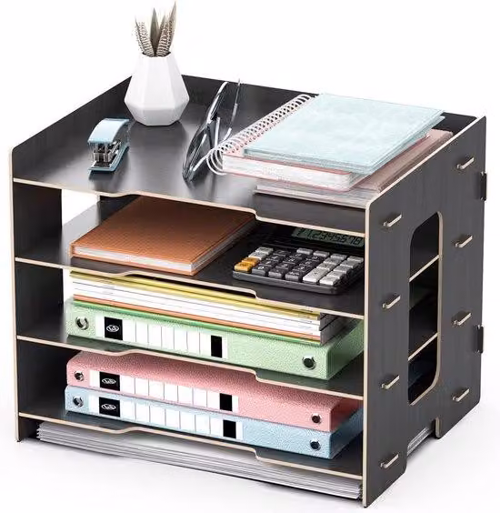 Organizer da scrivania - Accessori per l'ufficio - Contenitori per documenti - Cestini portacarte - Scomparti per la smistatura - Cassetti - Forniture per ufficio - Mobili per ufficio - Nero