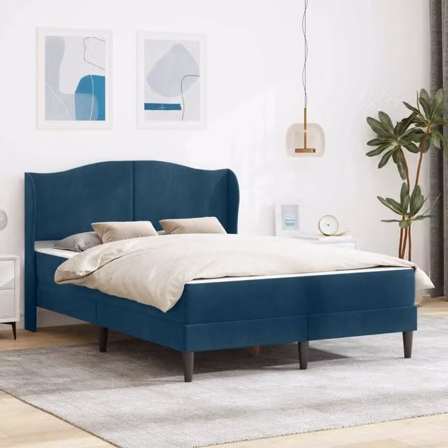 Struttura letto con materasso Blu 140 x 200 cm Velluto 3415213
