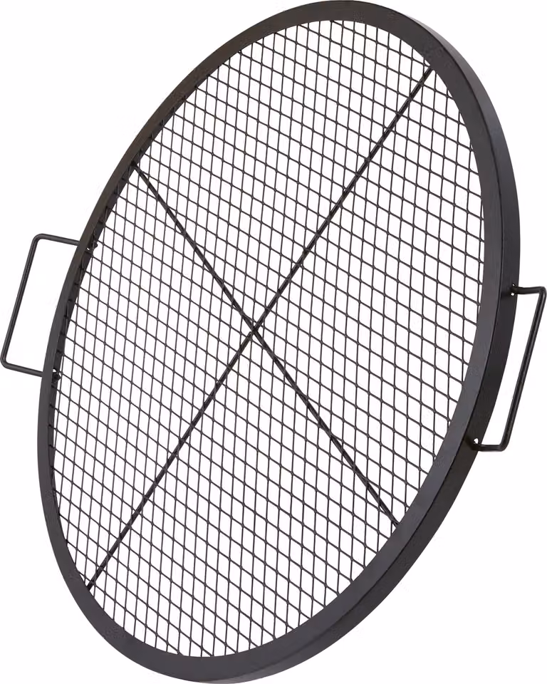 SucceBuy 30 pollici rotondo X-Marks fuoco pit grill nero, acciaio robusto, portatile con maniglia per il campeggio, barbecue, feste all'aperto