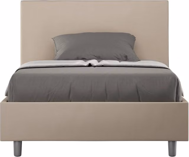 BS COM Letto una piazza e mezza contenitore imbottito 120x190 similpelle tortora