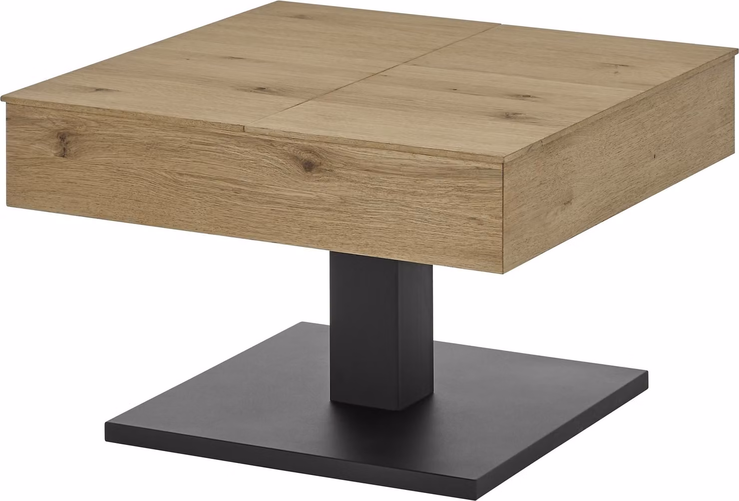 Tavolino da salotto >ASHTON< ribaltabile, impiallacciato rovere / nero - 70x45x70 (LxHxP)