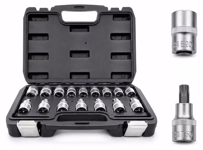 Bituxx Set di bussole Torx 16 pezzi, nero, MS-13382