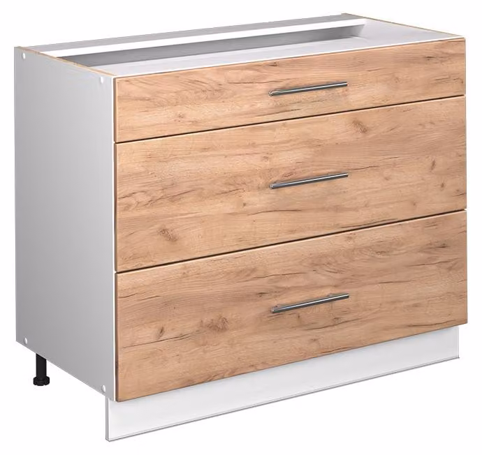 Mobiletto base per cucina Vicco Fame-Line Rovere dorato/Bianco 100 cm, PL Rovere, Model 61616