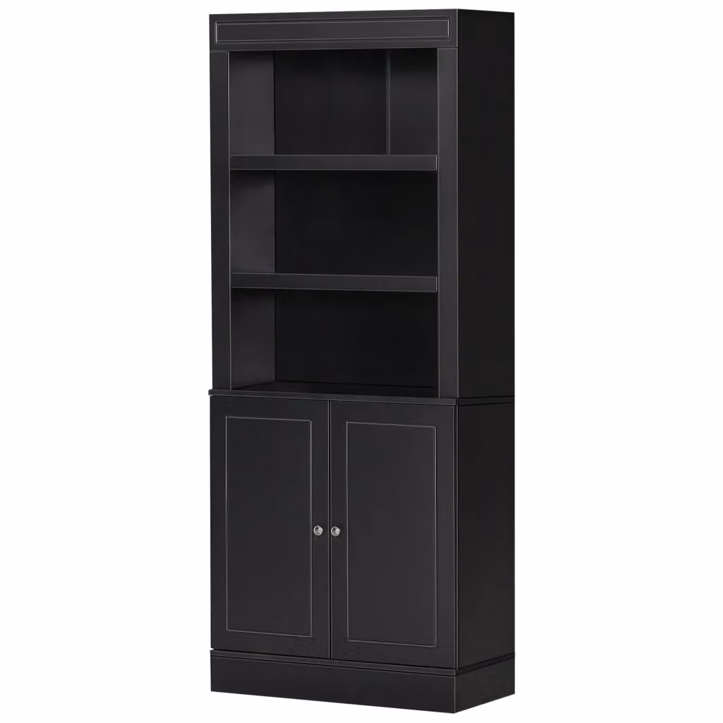 Credenza Moderna DESIGN IN in Legno e MDF con 2 Ante e Mensole Interne, Nero Opaco, L/P/H: 182.5 x 35.5 x 74.6 cm – 2