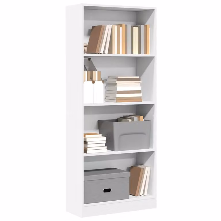 Libreria bianca vidaXL in legno e MDF con pannello posteriore, L 60 cm, P 24 cm, H 143 cm