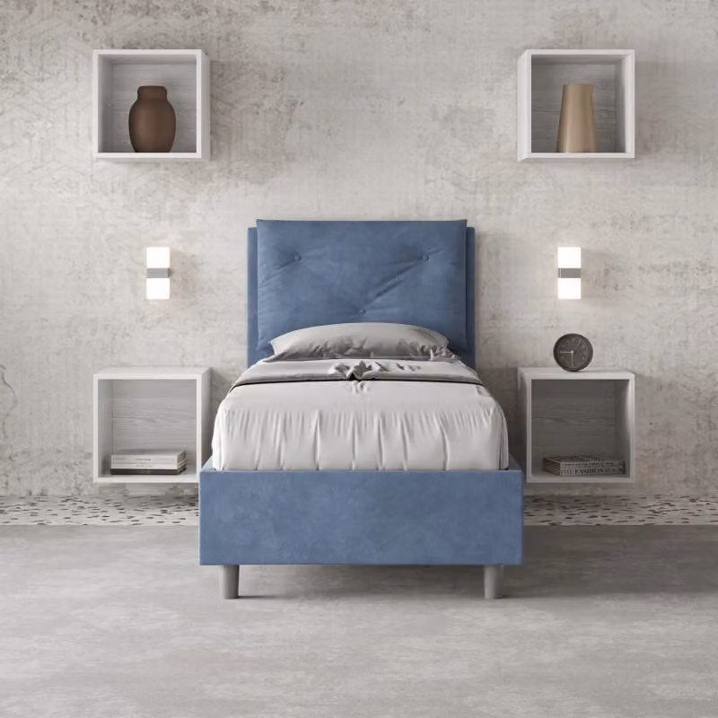 Letto imbottito singolo Ityhome Appia in microfibra blu L/P/H: 80 x 210 x 110 cm – 2