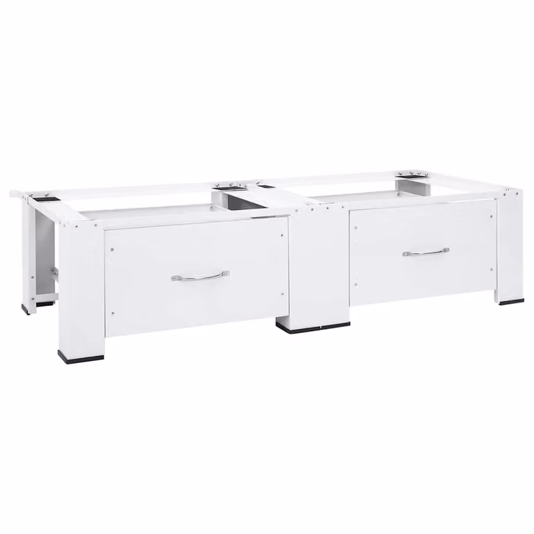 Supporto Doppio per Lavatrice e Asciugatrice vidaXL Bianco con Cassetti, Antiscivolo e Robusto, L 127 cm x P 54,5 cm x H 32,5 cm