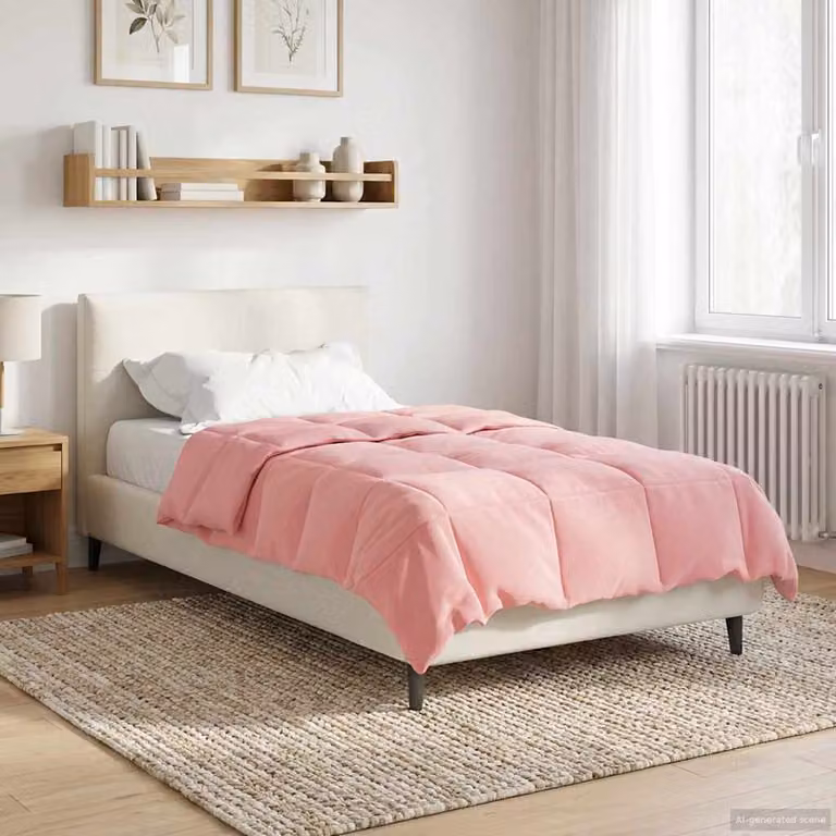 Piumone Completo Annuale 4 Stagioni vidaXL in Microfibra Rosa L: 140 cm, P: 220 cm