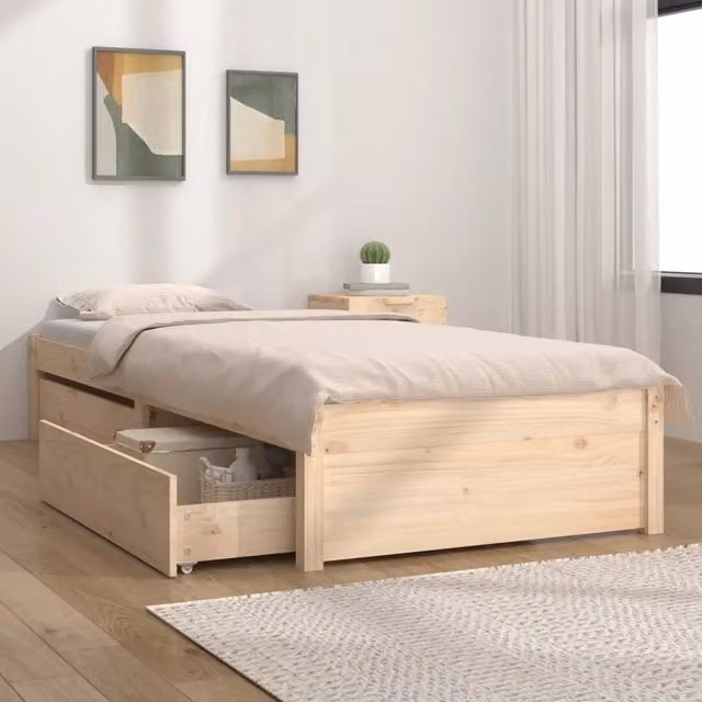 vidaXL Giroletto in Legno di Pino con Cassetti Stile Rustico L: 195,5 cm, P: 75 cm, H: 80,5 cm
