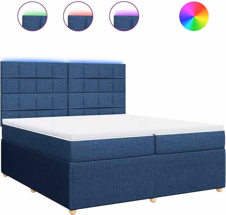 Giroletto a Molle con Materasso Blu 200x200 cm in Tessuto