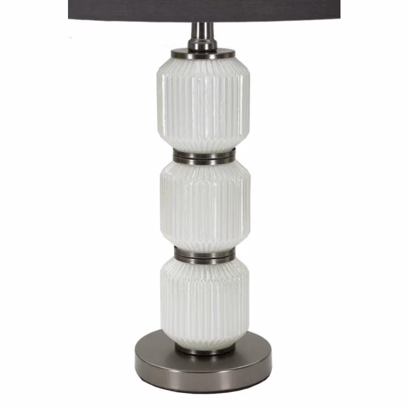 Lampada da tavolo Bright Mauro Ferretti in vetro e metallo, disponibile in bianco o grigio, Ø: 32,5 cm, H: 57 cm – 2