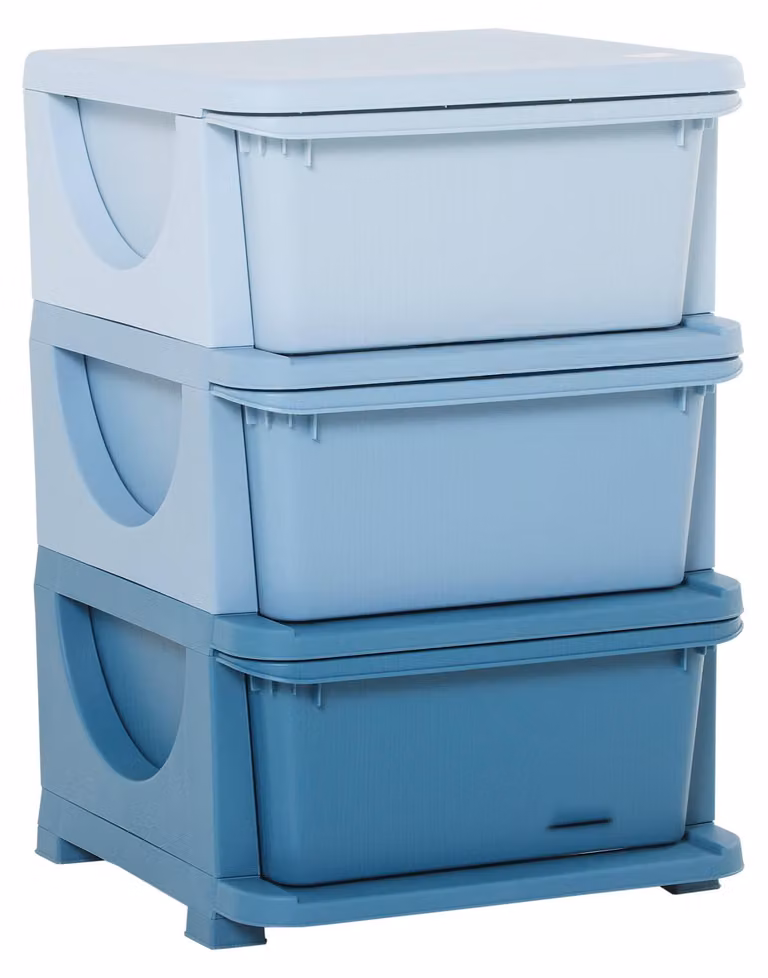 Cassettiera per Cameretta 3 Cassetti 37x37x56,5 cm in Plastica Blu