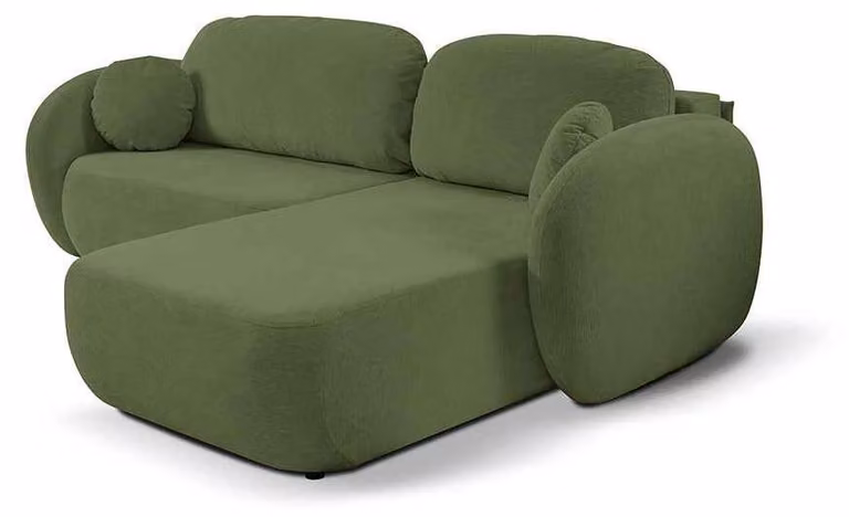 Divano angolare con funzione letto, modello Olemo, lato destro, colore verde oliva