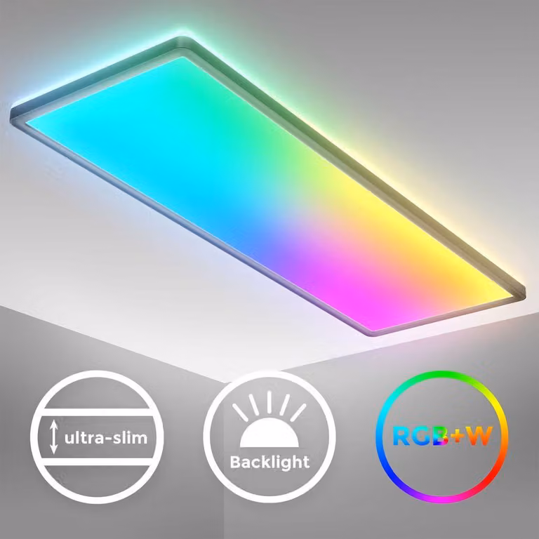 B.K.Licht I Lampada da soffitto LED RGB I Pannello LED ultra piatto I cambio colore I Lampada da soffitto RGBW dimmerabile I illuminazione indiretta I telecomando I Nero