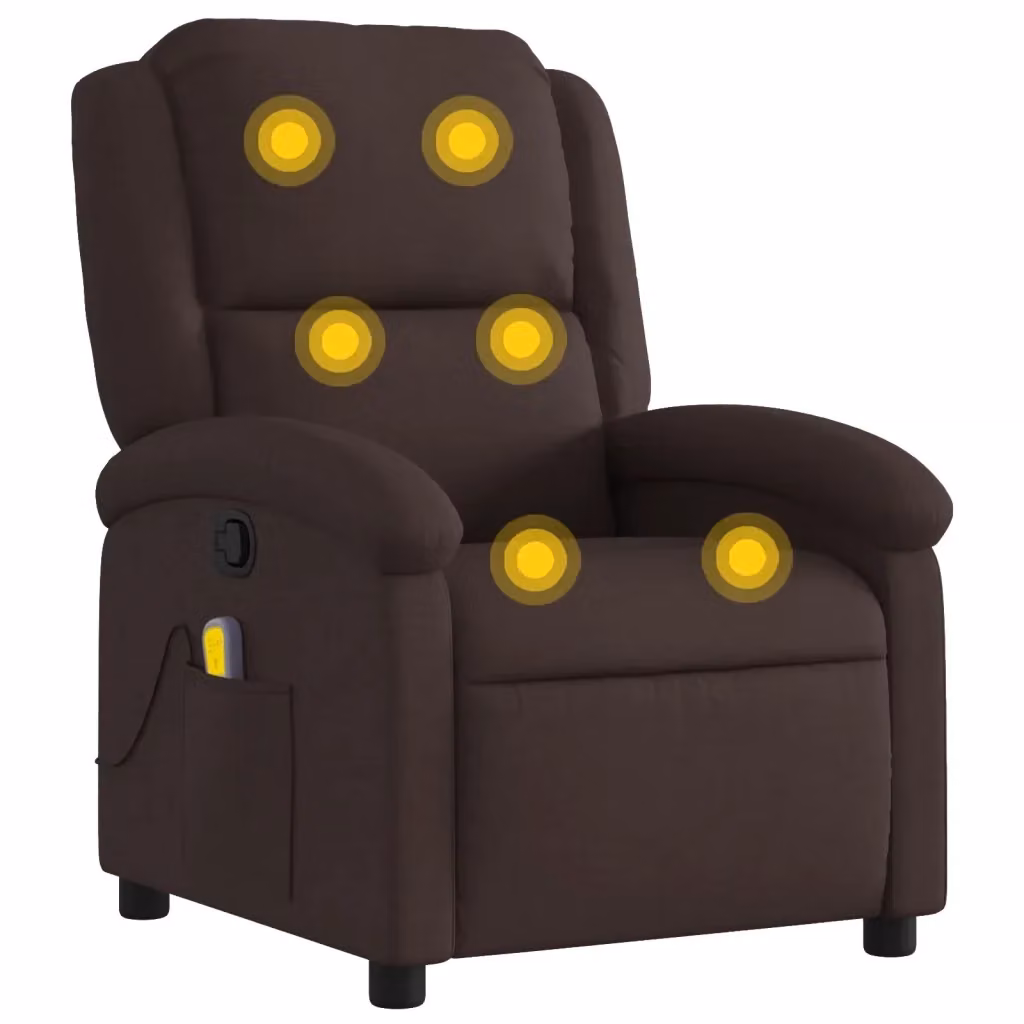 Poltrona Relax Reclinabile vidaXL in Tessuto Marrone con Braccioli e Struttura in Metallo e Legno – 2