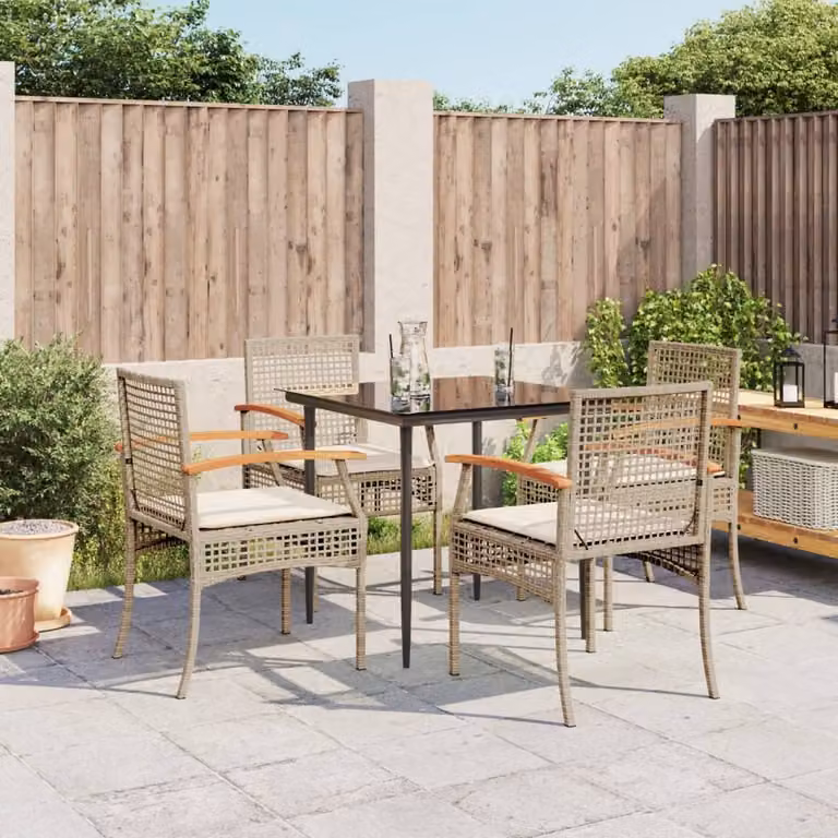 Maison Exclusive - Set da Pranzo da Giardino 5 pz con Cuscini Beige in Polyrattan