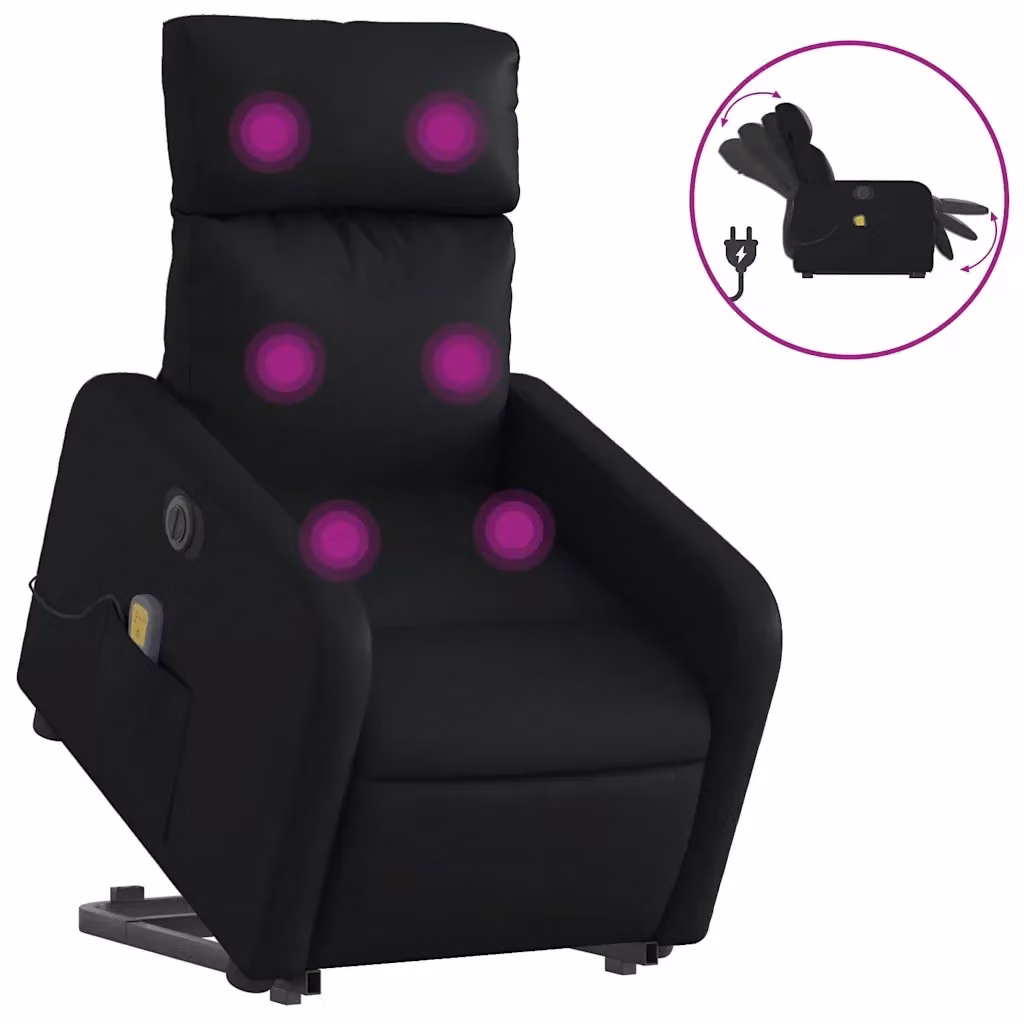 Poltrona Alzapersona Elettrica con Massaggio vidaXL in Similpelle Nera per Anziani – 2