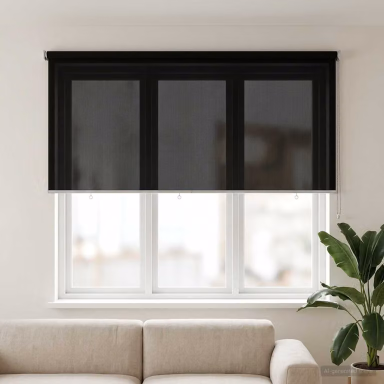 Tenda a rullo esterna vidaXL in HDPE nero con blocco UV 90%, L 140 cm x H 140 cm