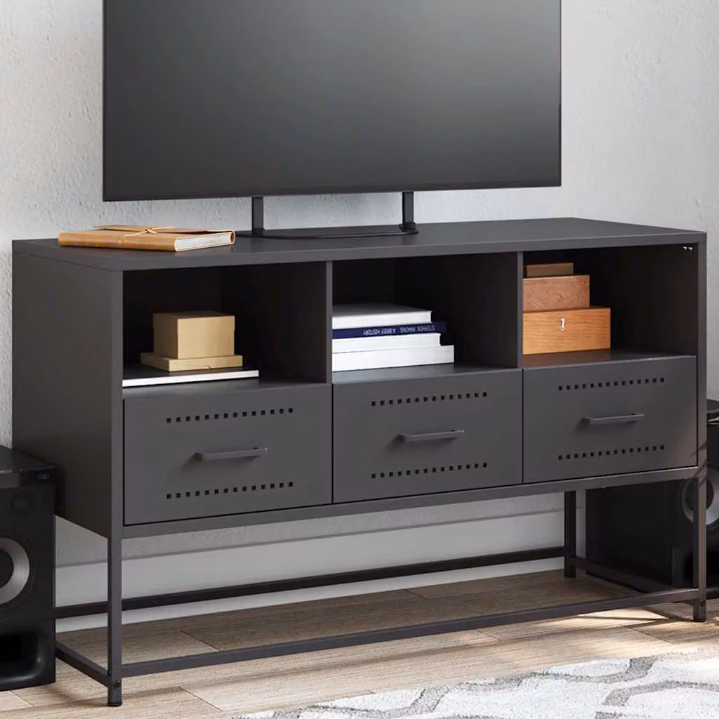 Supporto TV mobile vidaXL in metallo nero con ruote L 100,5 cm, P 39 cm, H 60,5 cm