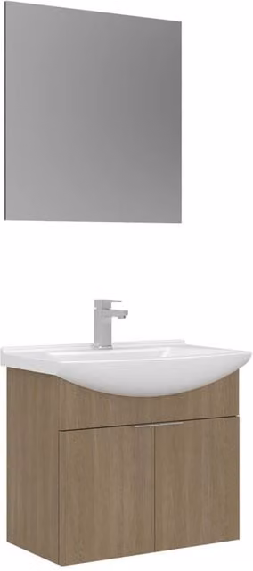 Set mobile lavabo con specchio (2 pezzi) "Purus 65" - 65 x 50 x 58 cm - Rovere
