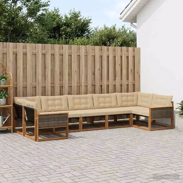 Set di divani da esterno 7 pz Naturale e Beige 3381661