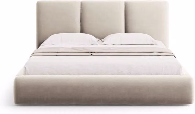 Letto con cassettone e testiera Nicolas Cosmopolitan Design in velluto beige chiaro L: 160 cm, P: 200 cm
