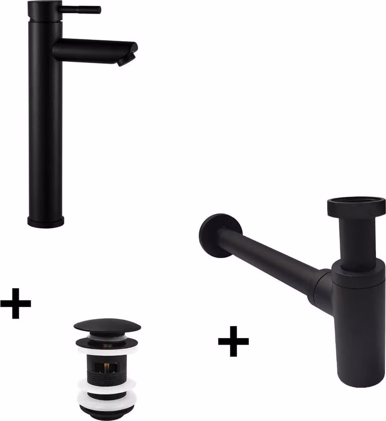 Rubinetto alto GRIFO + piletta CLINT + sifone SIMON