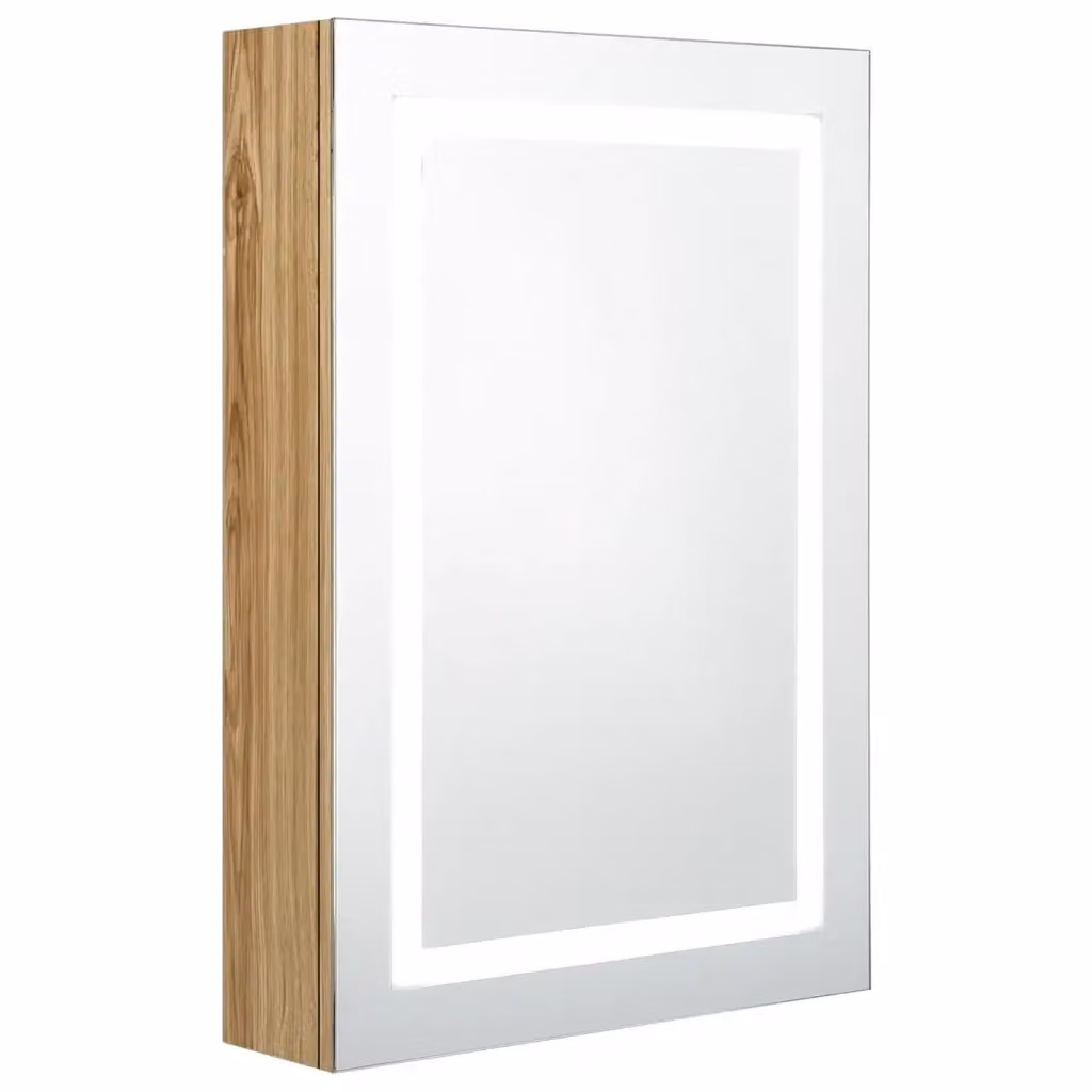 Armadietto da bagno con specchio e illuminazione LED vidaXL in rovere marrone, L: 50 cm, P: 13 cm, H: 70 cm – 2