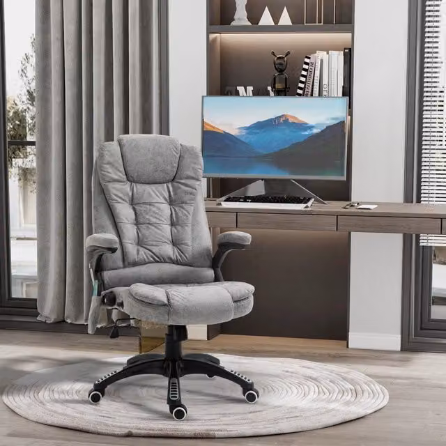Poltrona da ufficio 68x72x110-120 cm con massaggio e riscaldamento in poliestere grigio