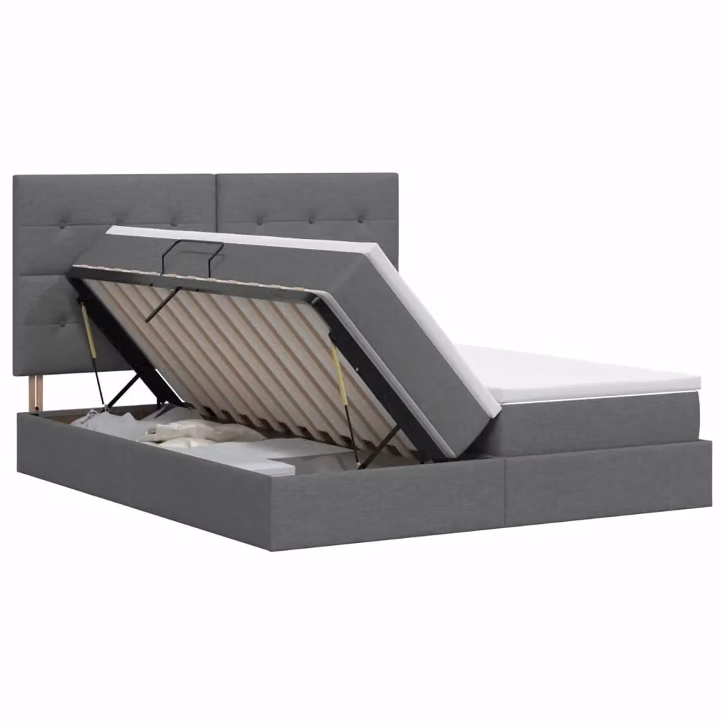 Letto con contenitore moderno vidaXL in tessuto grigio L/P: 200 x 200 cm, H: 204 cm – 2