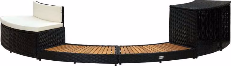 Bordo Spa Nero in Polyrattan e Legno d'Acacia