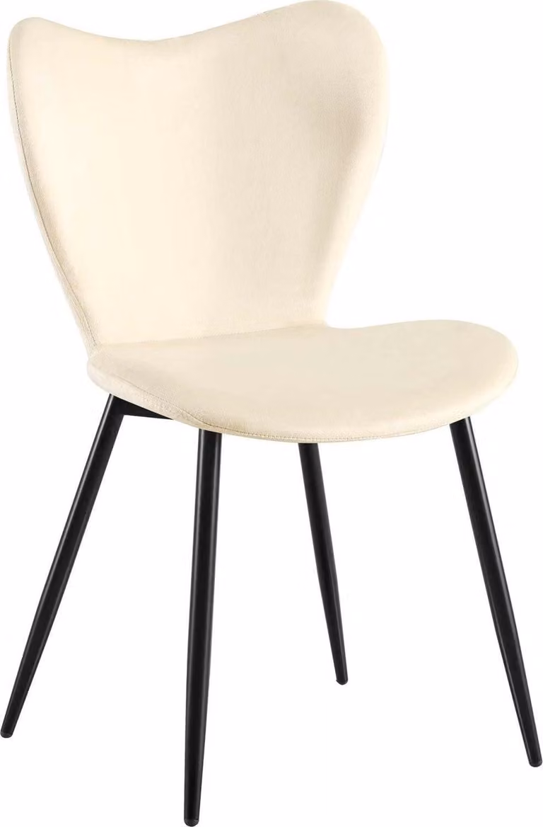 Sedia da pranzo in velluto, sedia di design, extra comfort, in metallo robusto, moderna, color crema - portata 150 kg