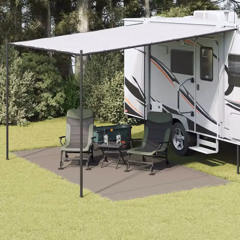 Tappeto da tenda vidaXL grigio chiaro in polipropilene per giardino e terrazza L: 450 cm, P: 250 cm