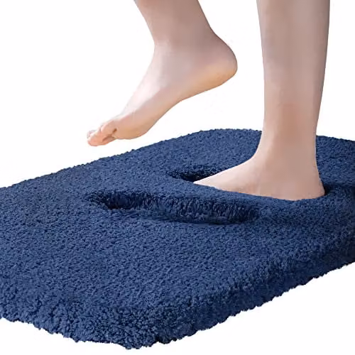 Tappeti da bagno Tappeti da bagno Tappeto da bagno Tappeto da bagno per bagno Anti antiscivolo Assorbente d'acqua lavabile in lavatrice Ultra spesso Microfibra morbida e soffice blu navy 50 × 80 cm