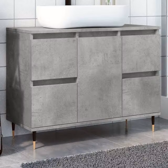Armoire salle de bain gris béton 80x33x60cm bois d'ingénierie
