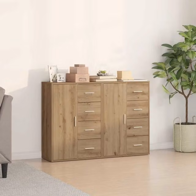 Set di 2 credenze moderne vidaXL in rovere marrone, L/P/H: 60 x 31 x 84 cm
