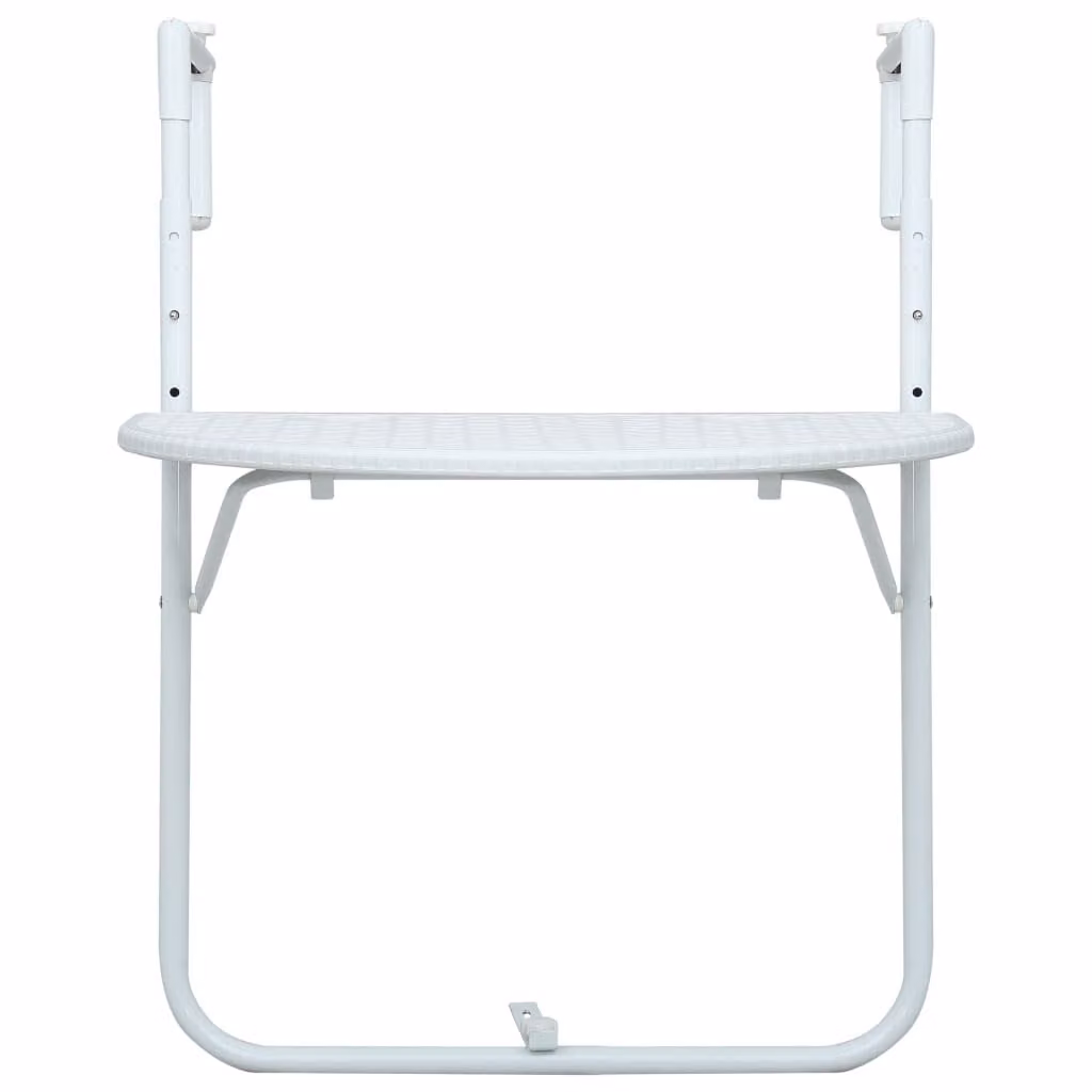 vidaXL Tavolo da balcone sospeso bianco 60x64x83,5 cm in plastica effetto rattan