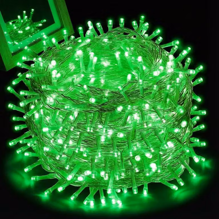 100M 1000LEDs 8 Modes Fairy Lights Potenza LED Natale Fairy Lights Cavo trasparente Camera Decorazione Luce Partito Giardino Albero di Natale illuminazione, verde