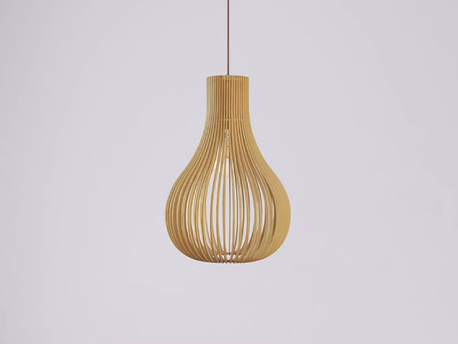Lampadario a sospensione in legno massello, attacco E27, 310 Watt - Modello WRE081