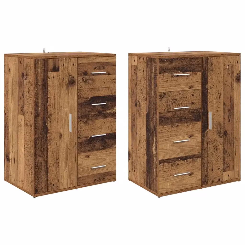 Set di 2 Sideboard CORONA vidaXL in legno e metallo, colore marrone, L/P/H: 59 x 39 x 80 cm – 2