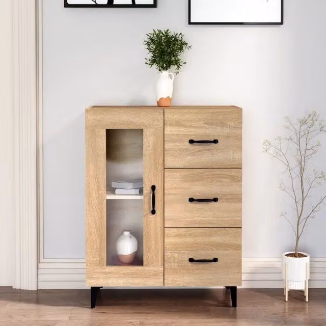 Credenza Buffet Armadio da Cucina Design Mania in Legno Multistrato Rovere Sonoma Marrone L: 69,5 cm, P: 34 cm, H: 90 cm – 1