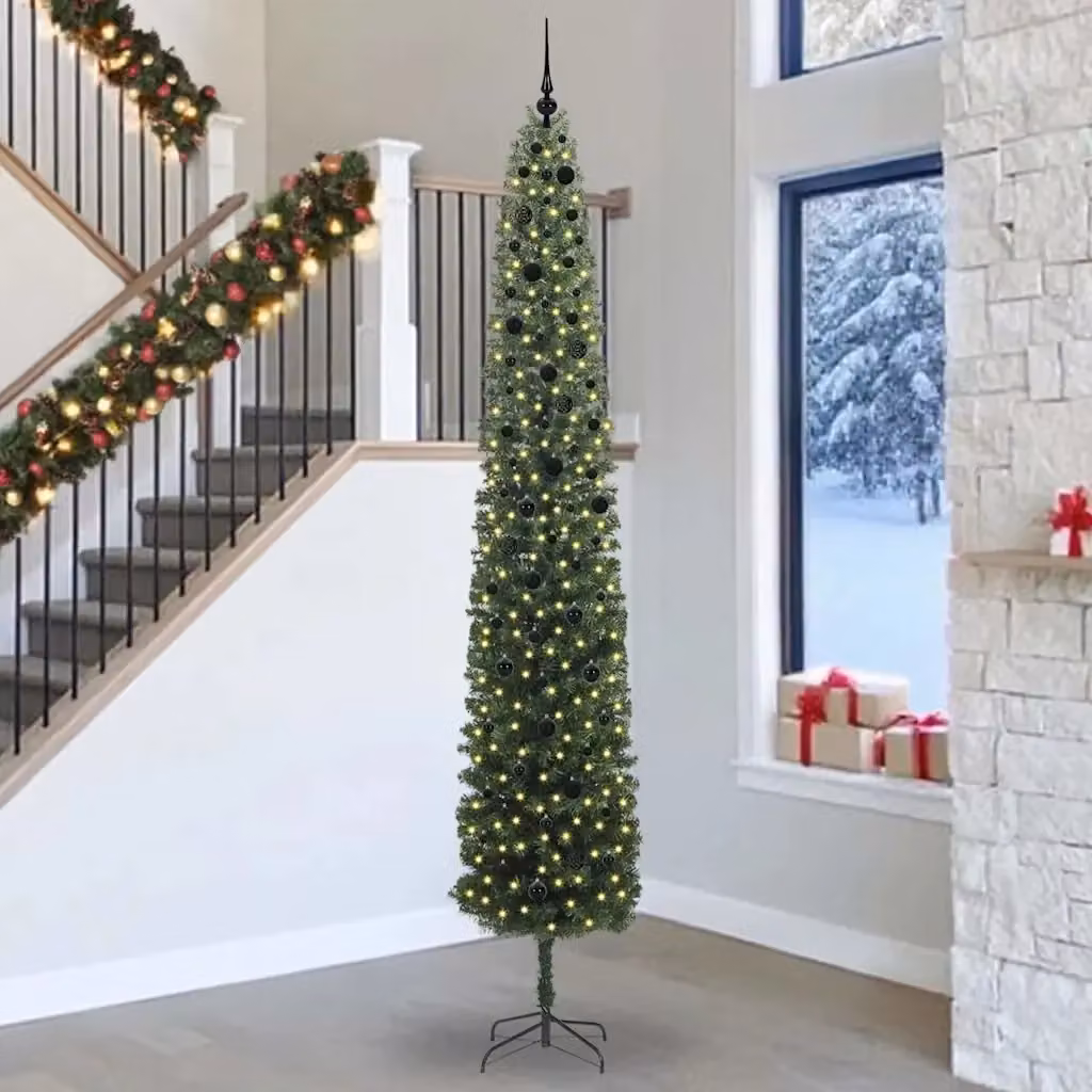 Albero di Natale artificiale moderno verde con 300 LED luce bianca calda, Altezza: 300 cm – 2