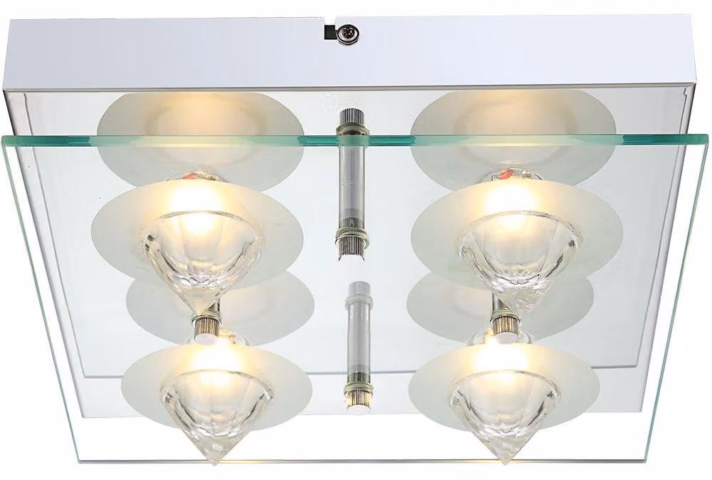 Lampada da soffitto a LED, cromo, piastra di vetro, L 25 cm