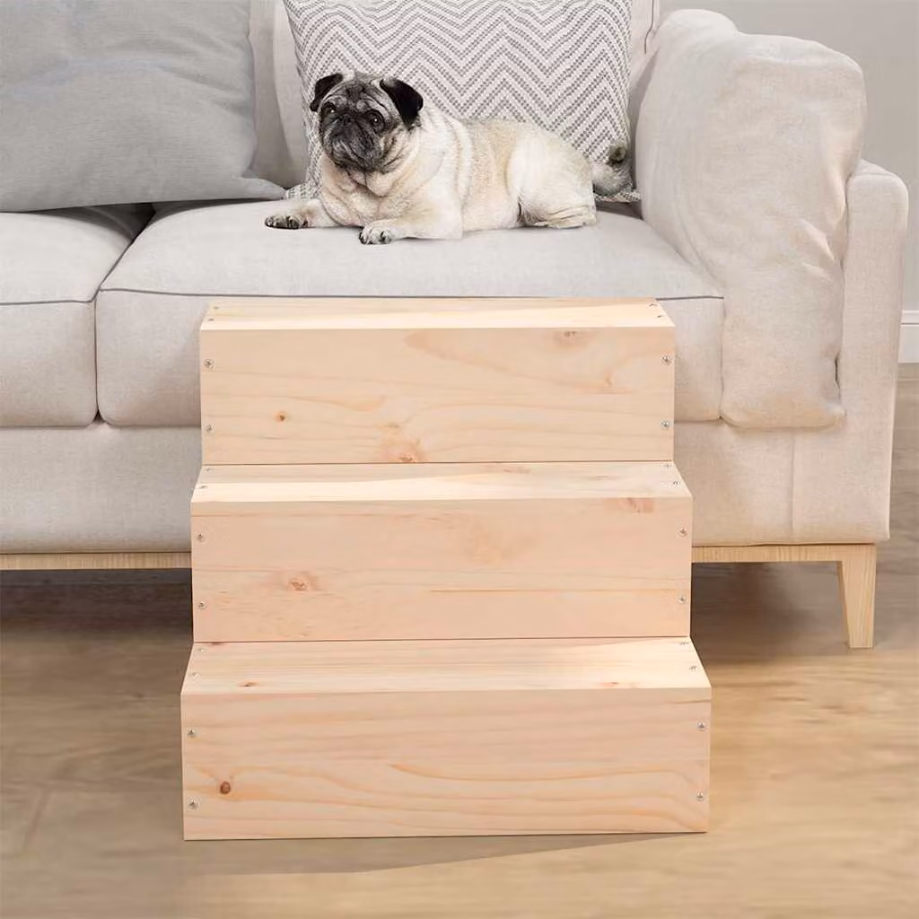 vidaXL Scala per Gatti in Legno di Pino Naturale L: 40 cm, P: 37,5 cm, H: 35 cm