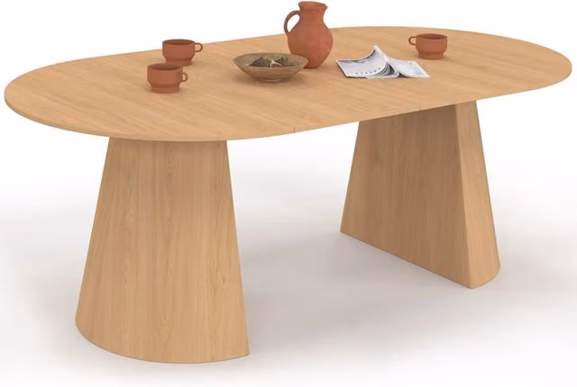IDMarket - ANGELE tavolo da pranzo rotondo allungabile per 4-10 persone effetto legno faggio 110-200 cm