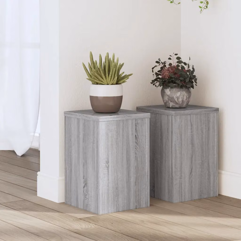 Set di 2 supporti per piante vidaXL in legno grigio, L/P/H: 20 x 20 x 30 cm