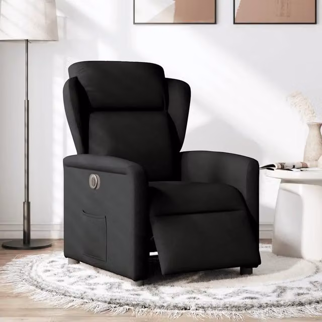 Poltrona Elettrica Reclinabile-Divano Sedia Nera in Tessuto 227368